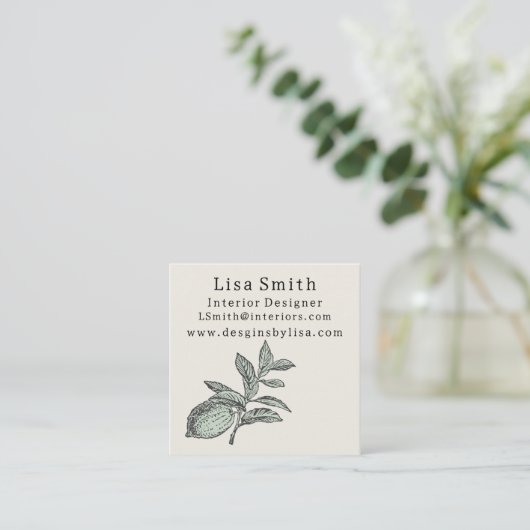 Simple Clean Lemon Business Card Quadratische Visitenkarte (Stehend Vorderseite)