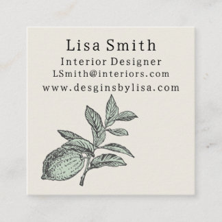Simple Clean Lemon Business Card Quadratische Visitenkarte