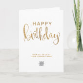 Simple Clean Logo Faux Gold Glitter Happy Birthday Karte (Vorderseite)