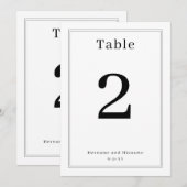 Simple Clean Minimalist Elegant Table Number Card Einladung (Vorne/Hinten)