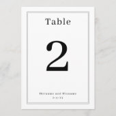 Simple Clean Minimalist Elegant Table Number Card Einladung (Vorderseite)