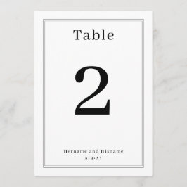 Simple Clean Minimalist Elegant Table Number Card Einladung
