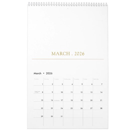 Simple Clean Typography Design Kalender (Mär 2026)