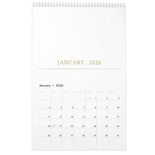 Simple Clean Typography Design Kalender (Jan 2026)