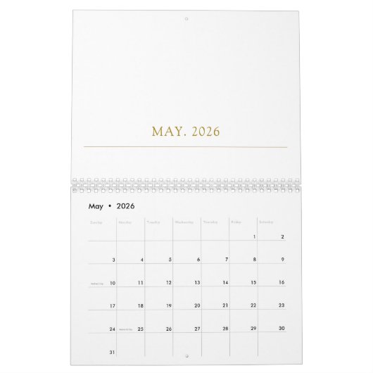 Simple Clean Typography Design Kalender (Mai 2026)