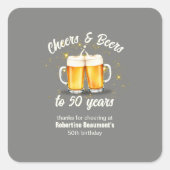 Simple Clinging Glasses Cheers Beers to 50 Years Quadratischer Aufkleber (Vorderseite)