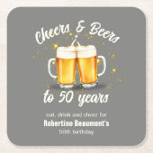 Simple Clinging Glasses Cheers Beers to 50 Years Rechteckiger Pappuntersetzer (Vorderseite)