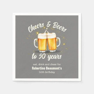 Simple Clinging Glasses Cheers Beers to 50 Years Serviette