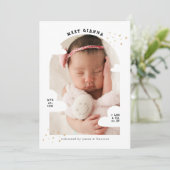 Simple Cloud Arch Foto Collage Danke, Birth Ankündigung (Stehend Vorderseite)