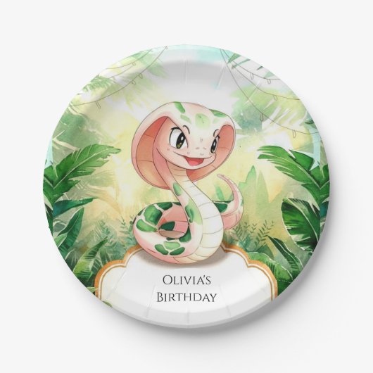 Simple Cobra Snake Birthday Pappteller (Vorderseite)