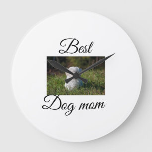 Simple colorful animal add name photo dog mom gift große wanduhr