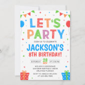 Simple Colorful Birthday Party Invitation Einladung (Vorderseite)