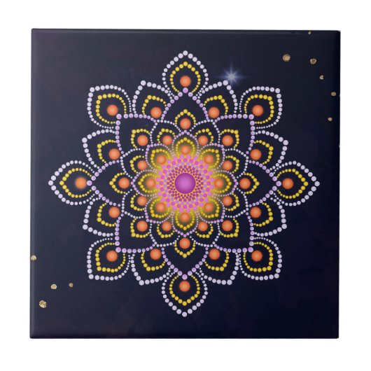Simple Colorful Dot Mandala Fliese (Vorderseite)
