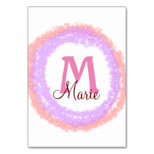 Simple colorful glitter sparkle add name monogram  tischnummer