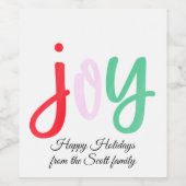 Simple colorful holiday Joy Weinetikett (Einzelnes Label)