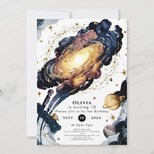 Simple Comet Space Birthday Einladung (Vorderseite)