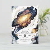 Simple Comet Space Birthday Einladung (Stehend Vorderseite)