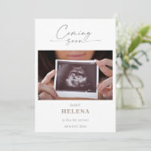 Simple Coming Soon Pregnancy Announcement Card Einladung (Stehend Vorderseite)
