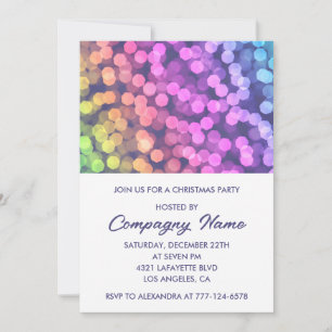 Simple Company Christmas Party Confetti Rainbow Einladung