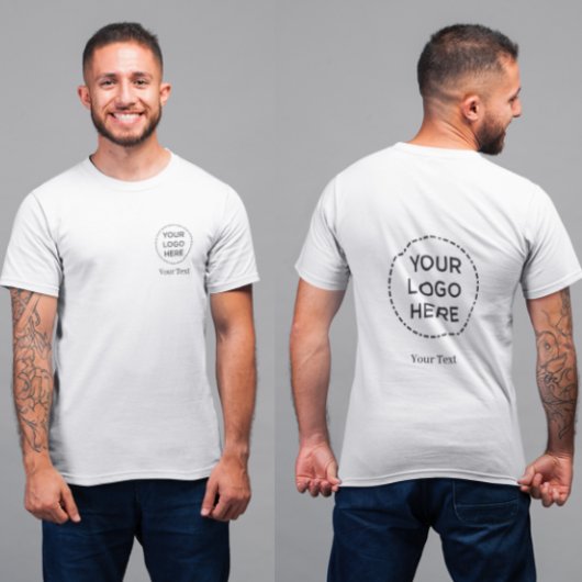 Simple Company Logo & Text front back Corporate T-Shirt