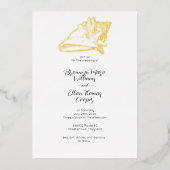 Simple Conch Seashell Sandy Beach Folieneinladung (Vorderseite)