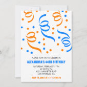Simple Confetti 44. Geburtstag Einladungen Blau (Vorderseite)