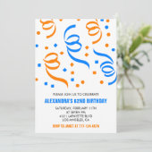Simple Confetti 62. Geburtstag Einladungen Blau (Stehend Vorderseite)