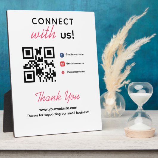 Simple Connect With Us Social Media QR Business Fotoplatte (Seite)