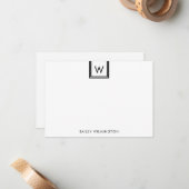 Simple Contemporary Initial in Box Stationery Mitteilungskarte (Vorderseite/Rückseite Beispiel)