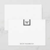 Simple Contemporary Initial in Box Stationery Mitteilungskarte (Vorne/Hinten)