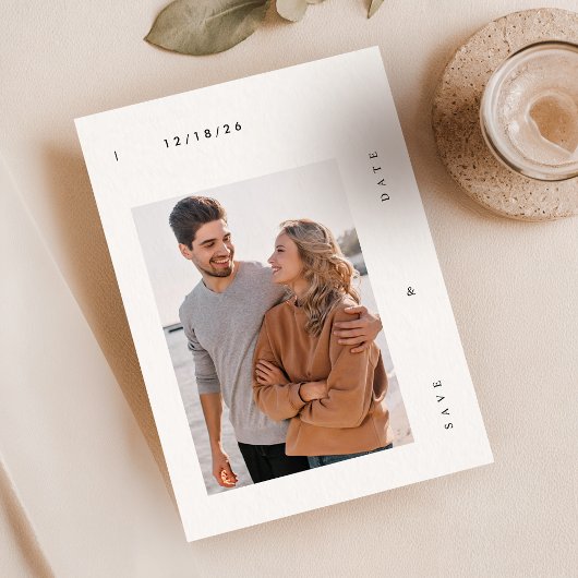 Simple Contemporary Wedding Foto Save the Date Einladung