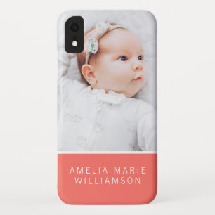 Simple Coral Contemporary Baby Foto and Name Case-Mate iPhone Hülle
