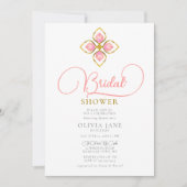 Simple Coral Gold Jewel Boho Chic Brautparty Einladung (Vorderseite)