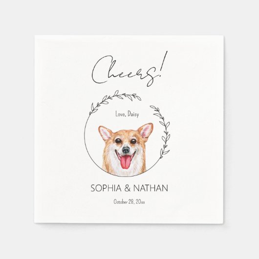 Simple Corgi Dog Wedding Cocktail Napkins Serviette (Vorderseite)