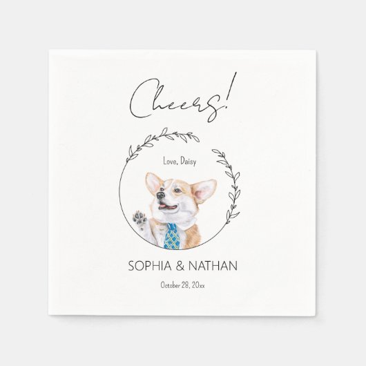 Simple Corgi Dog Wedding Cocktail Napkins Serviette (Vorderseite)