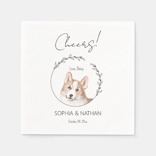 Simple Corgi Dog Wedding Cocktail Napkins Serviette (Vorderseite)
