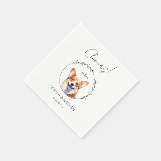 Simple Corgi Dog Wedding Cocktail Napkins Serviette (Ecke)