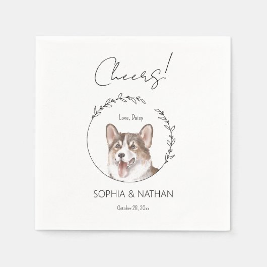 Simple Corgi Dog Wedding Cocktail Napkins Serviette (Vorderseite)