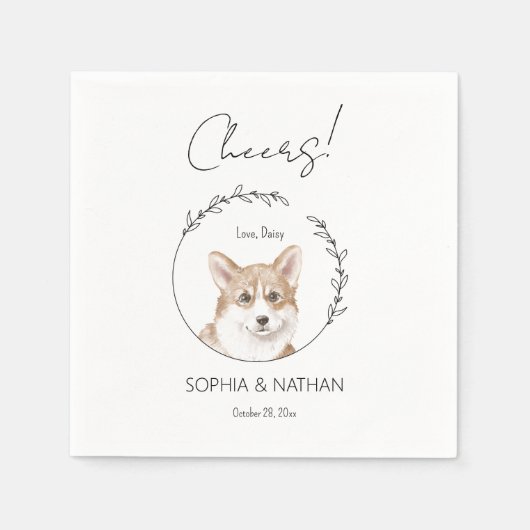 Simple Corgi Dog Wedding Cocktail Napkins Serviette (Vorderseite)