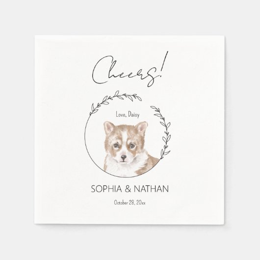 Simple Corgi Dog Wedding Cocktail Napkins Serviette (Vorderseite)