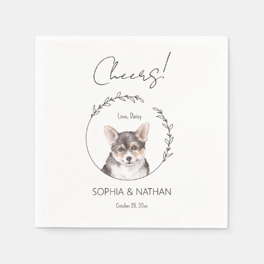 Simple Corgi Dog Wedding Cocktail Napkins Serviette (Vorderseite)