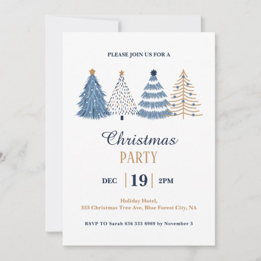 Simple Corporate Blue Weihnachtsfeier Einladung (Vorderseite)