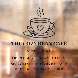 Simple Corporate Heart Cup Local Specialty Café  Fensteraufkleber