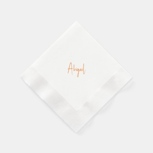 Simple Couple Orange Script Name Wedding  Serviette (Ecke)
