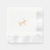 Simple Couple Orange Script Name Wedding  Serviette (Vorderseite)