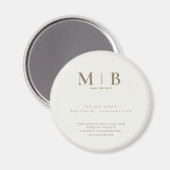 Simple Cream & Gold Monogram Wedding Save the Date Magnet (Vorderseite/Rückseite)