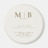 Simple Cream & Gold Monogram Wedding Save the Date Magnet (Vorne)