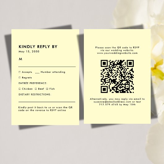 Simple Cream Meal Choice Wedding RSVP Card