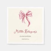 Simple Cream Pink Bow Girl Quinceanera Birthday Serviette (Vorderseite)