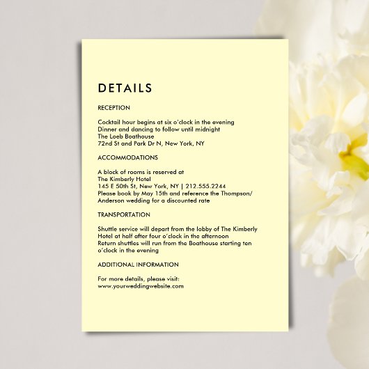 Simple Cream Wedding Details  Begleitkarte